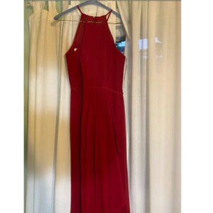 Davids Bridal High Neck Chiffon Cascade Dress